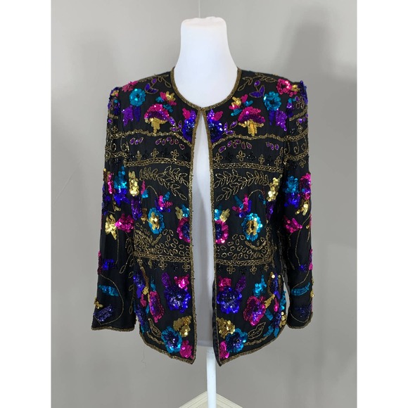 Y2K Sequin Top Evening Cocktail Holiday Party Christmas New Years Winter Wedding - Picture 2 of 12